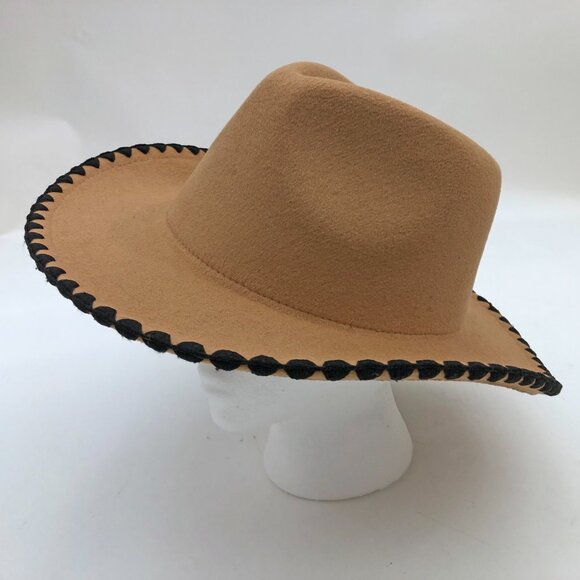 Jen & Co. Oakley Contrast Cowgirl Hat Tan with Black Trim Size Med-Large main image 7
